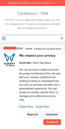 Anteprima del sito Il Giornale delle PMI, media di Italia per articoli sponsorizzati
