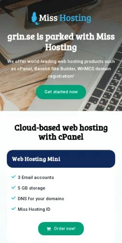Preview of the Grin website, a media outlet in Sweden for sponsored articles