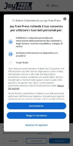 スポンサード記事向けのイタリアメディア、JOY Free Pressのサイトプレビュー