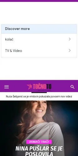 Preview of the TočnoTo website, a media outlet in Slovenia for sponsored articles