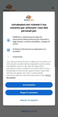 Anteprima del sito Tuttobasket, media di Italia per articoli sponsorizzati