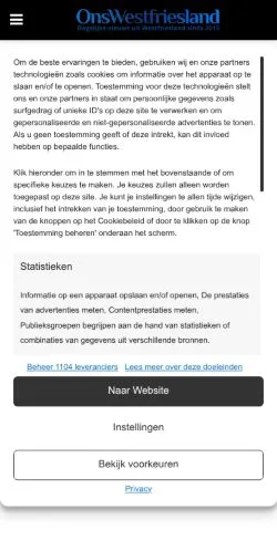 Anteprima del sito OnsWestfriesland, media di Paesi Bassi per articoli sponsorizzati