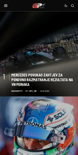 Preview of the GP1 website, a media outlet in Croatia for sponsored articles