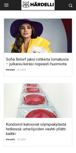 Pré-visualização do site Härdelli, meio de Finlândia para artigos patrocinados