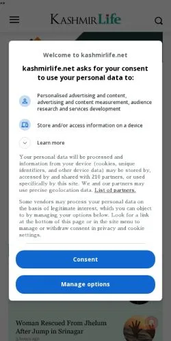 スポンサード記事向けのイギリスメディア、Kashmir Lifeのサイトプレビュー
