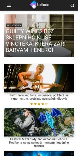 Podgląd witryny Kulturio, medium z kraju Czechy do artykułów sponsorowanych