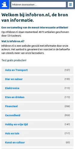 스폰서 기사용 네덜란드 매체 InfoBron.nl de bron van informatie 사이트 미리보기