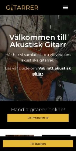 Forhåndsvisning af Välkommen till Gitarrer Online, medie fra Sverige til sponsorerede artikler