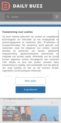 Sponsorlu makaleler için Hollanda medyası DailyBuzz sitesinin önizlemesi