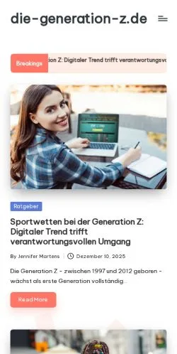 Vista previa del sitio die-generation-z.de -, medio de Alemania para artículos patrocinados