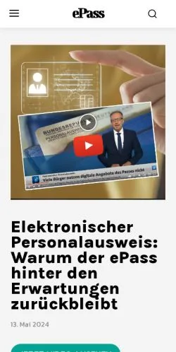 Forhåndsvisning av nettstedet ePass, medium fra Tyskland for sponsede artikler