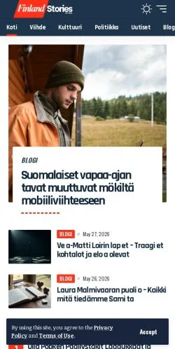 Podgląd witryny Finlandstories, medium z kraju Stany Zjednoczone do artykułów sponsorowanych