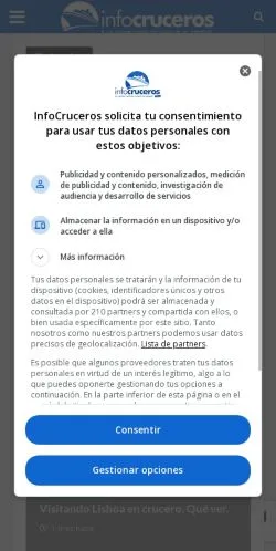 Anteprima del sito InfoCruceros, media di Spagna per articoli sponsorizzati