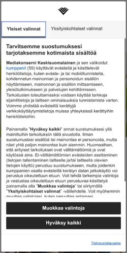 스폰서 기사용 핀란드 매체 Lieksanlehti 사이트 미리보기