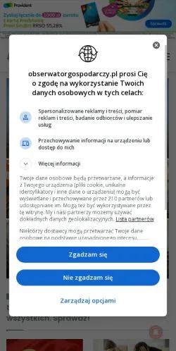 Podgląd witryny Obserwator Gospodarczy, medium z kraju Polska do artykułów sponsorowanych