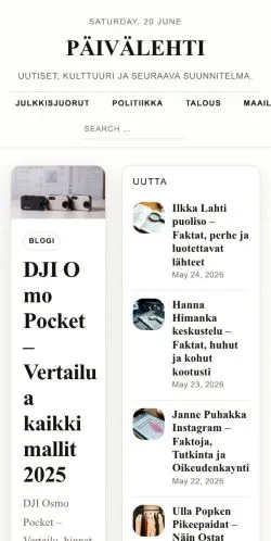 Anteprima del sito Päivälehti, media di Finlandia per articoli sponsorizzati