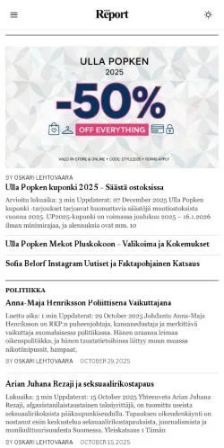 Anteprima del sito suomireport -, media di Finlandia per articoli sponsorizzati