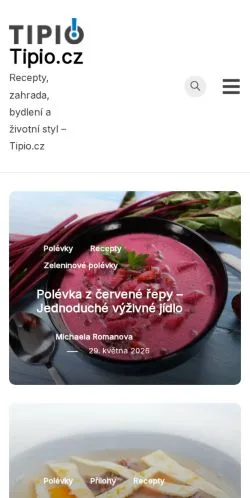 Sponsorlu makaleler için Çekya medyası Tipio sitesinin önizlemesi