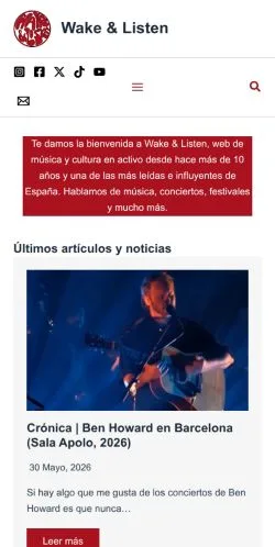 Voorbeeld van de site Wake & Listen, medium uit Spanje voor gesponsorde artikelen