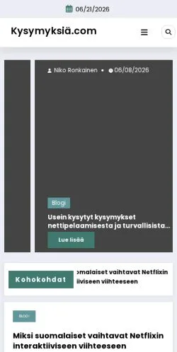 Anteprima del sito Kysymyksiä, media di Finlandia per articoli sponsorizzati