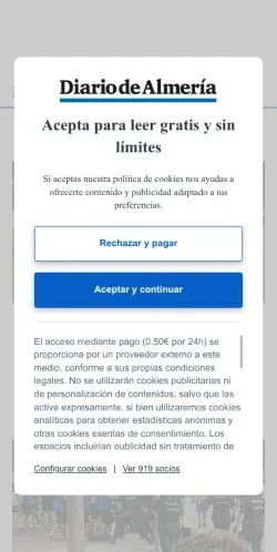 Anteprima del sito Diario de Almería, media di Spagna per articoli sponsorizzati