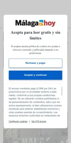 스폰서 기사용 스페인 매체 Málaga Hoy 사이트 미리보기