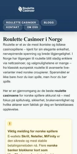 Podgląd witryny Roulette Casinoer, medium z kraju Norwegia do artykułów sponsorowanych
