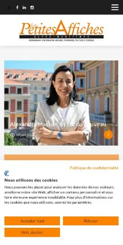 Vista previa del sitio Petites Affiches, medio de Francia para artículos patrocinados