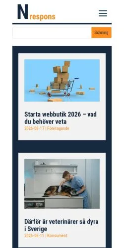 Forhåndsvisning af Nrespons, medie fra Sverige til sponsorerede artikler