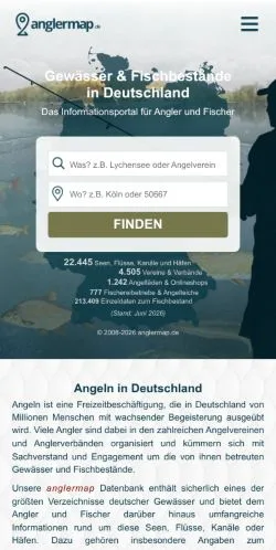 Forhåndsvisning av nettstedet AnglerMap, medium fra Tyskland for sponsede artikler