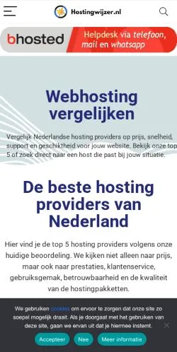 Anteprima del sito Hostingwijzer, media di Paesi Bassi per articoli sponsorizzati