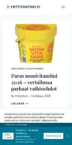 Podgląd witryny Yrttitohtori, medium z kraju Finlandia do artykułów sponsorowanych