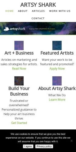 Anteprima del sito Artsy Shark, media di Stati Uniti per articoli sponsorizzati