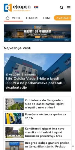 Anteprima del sito eKapija, media di Stati Uniti per articoli sponsorizzati