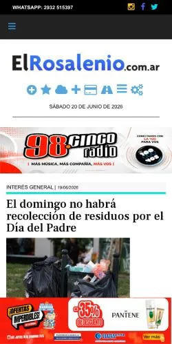 스폰서 기사용 아르헨티나 매체 El Rosalenio Digital 사이트 미리보기