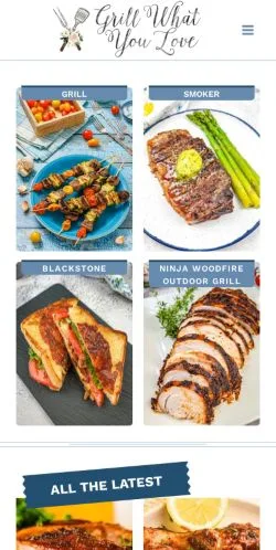 Sponsorlu makaleler için Amerika Birleşik Devletleri medyası Grill What You Love sitesinin önizlemesi
