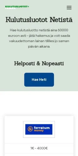 스폰서 기사용 핀란드 매체 Kulutusluotot & Lainat 사이트 미리보기