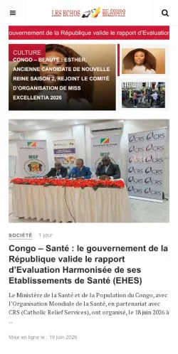 Anteprima del sito Les Echos du Congo Brazzaville, media di Francia per articoli sponsorizzati