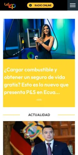 Preview of the LOS40 EC los 40 Ecuador website, a media outlet in Spain for sponsored articles