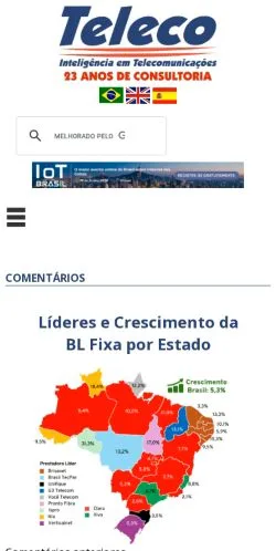 Podgląd witryny teleco.com.br, medium z kraju Brazylia do artykułów sponsorowanych