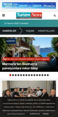 Anteprima del sito Turizm News, media di Turchia per articoli sponsorizzati