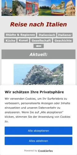 Anteprima del sito Reise Nach Italien, media di Germania per articoli sponsorizzati