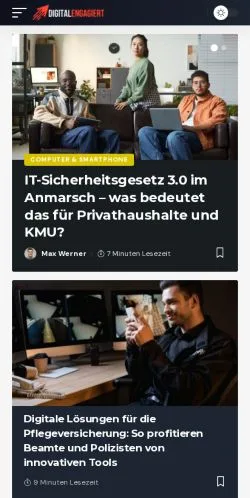 Vorschau der Website Digitalengagiert, Medium aus Deutschland für gesponserte Artikel