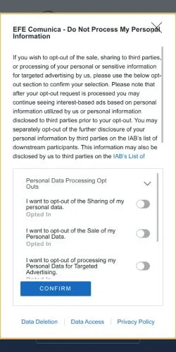 スポンサード記事向けのスペインメディア、EFEComunicaのサイトプレビュー
