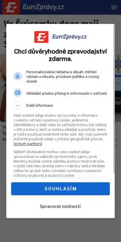 Anteprima del sito EuroZprávy, media di Cechia per articoli sponsorizzati