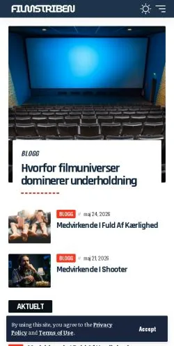Anteprima del sito Filmstriben, media di Danimarca per articoli sponsorizzati