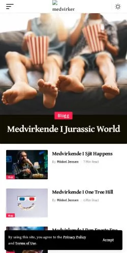 Podgląd witryny Medvirkende, medium z kraju Dania do artykułów sponsorowanych