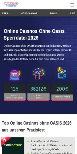 Anteprima del sito Online Casino Vergleich, media di Germania per articoli sponsorizzati