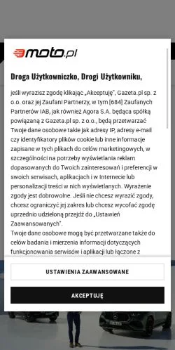 Sponsorlu makaleler için Polonya medyası Moto sitesinin önizlemesi