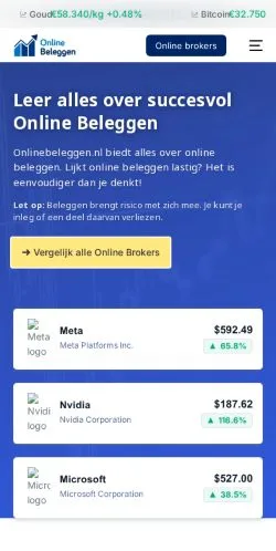 Anteprima del sito Online Beleggen, media di Paesi Bassi per articoli sponsorizzati